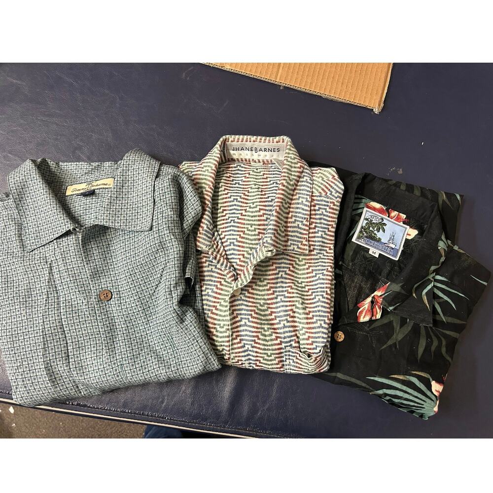 3 Tommy Bahama Jhane Barnes Bluewater silk cotton Tropical summer short sleeve M
